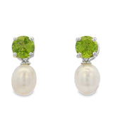 Arete Peridot Con Perla Brillante Peridot