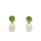 Arete Peridot Con Perla Brillante Peridot