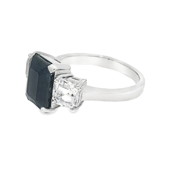 Anillo Tres Cuadros Con Piedras Preciosas De Plata