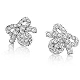 Aretes De Plata Con Cristal Moño Blanco