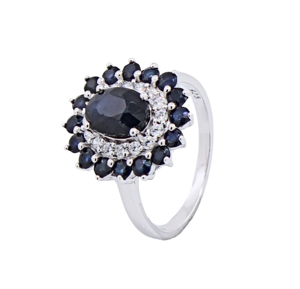 Anillo de Flor de Piedras Preciosas con Circonia