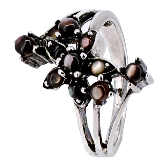 Anillo De Flor Plata Con Madreperla