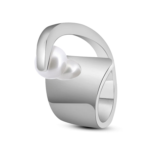 Anillo De Plata Con Perla Perla / #6