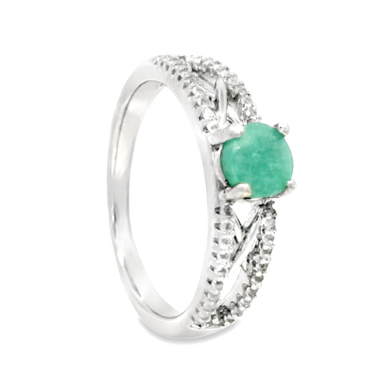 Anillo Solitario de Piedra Preciosa y Circonia Zafiro / 6