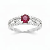 Anillo Solitario de Piedra Preciosa y Circonia