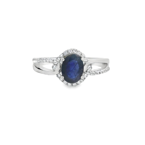 Anillo Solitario con Piedras Preciosas y Circonia Zafrio / 6