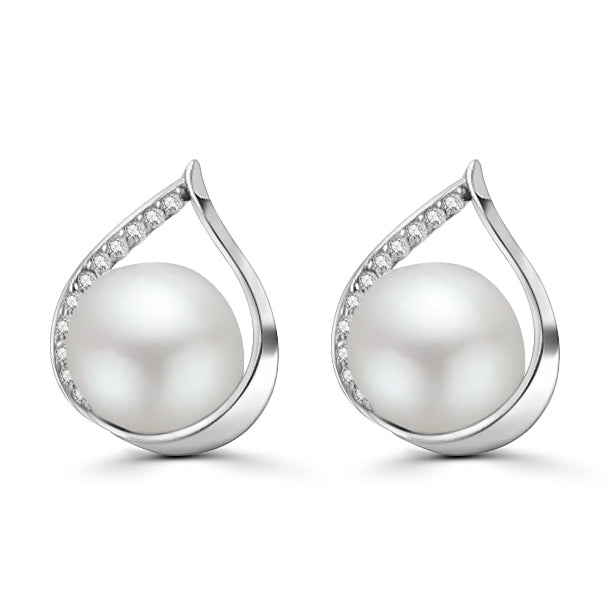 Arete de Plata con Circonia y Perla