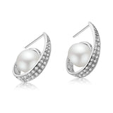 Aretes de Perla con Circonia Blanco