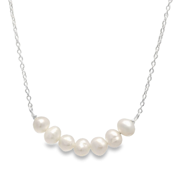 Collar de Hilera de Perlas de Plata