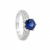 Anillo Solitario Zafiro Con Circonias