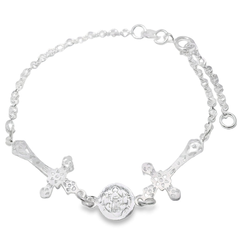 Pulsera Cruz y San Benito de Plata
