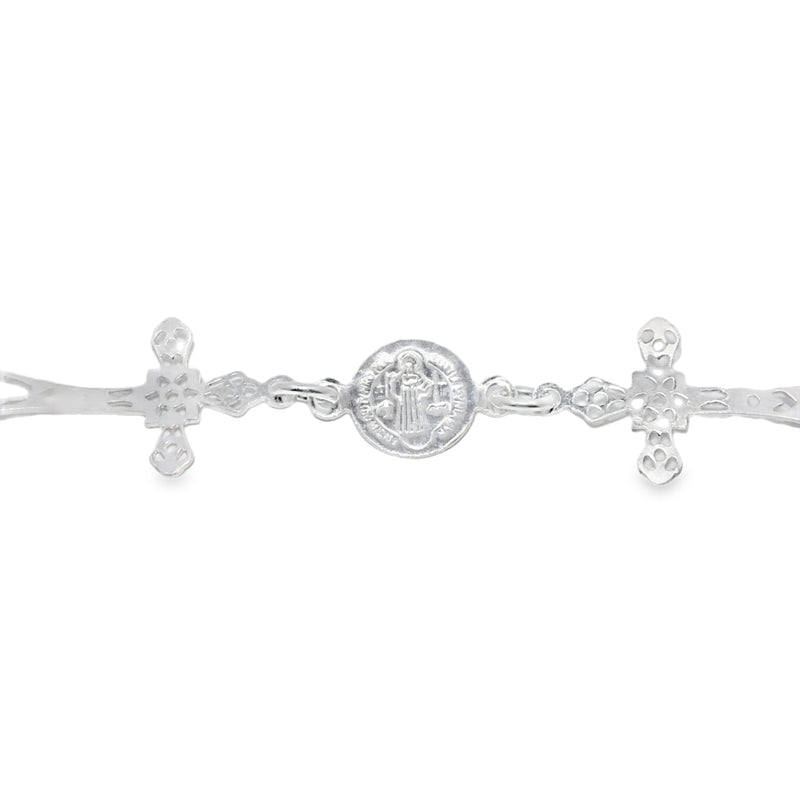 Pulsera Cruz y San Benito de Plata