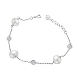 Pulsera de Perla con Bolas de Circonia