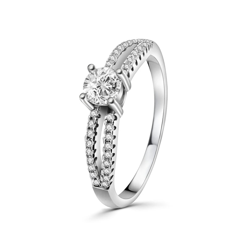 Anillo Solitario Plata Con Circonia #6