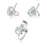 Juego De Plata Con Circonia Corazones