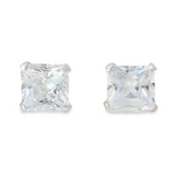 Broquel Cuadrado de Plata con  Circonia Blanco