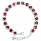 Pulsera De Piedra Natural Granate Rectangular Con Circonia