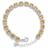 Pulsera De Piedra Natural Citrina Rectangular Con Circonia