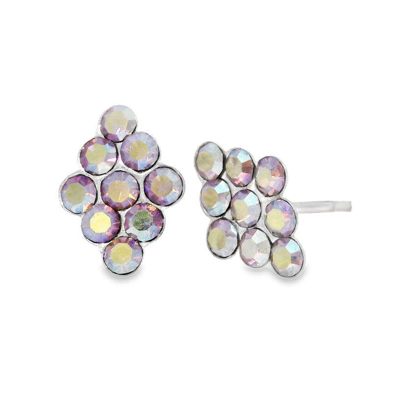 Broquel de Plata con Cristal Blanco Tornasol