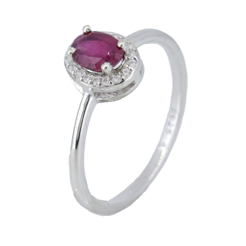 Anillo de Óvalo de Piedras Preciosas con Circonia