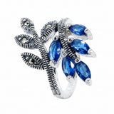 Anillo De Plata Con Marquesita y Circonia