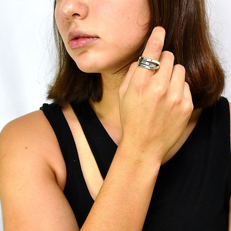 Anillo De Plata Cruzado
