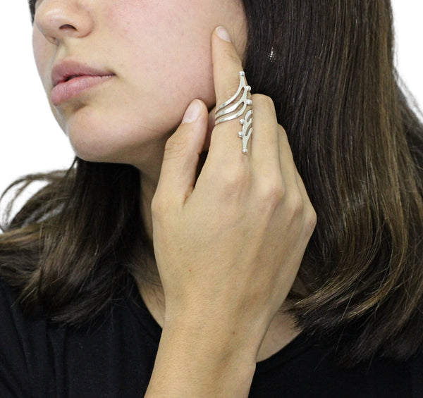 Anillo Largo Abierto De Plata