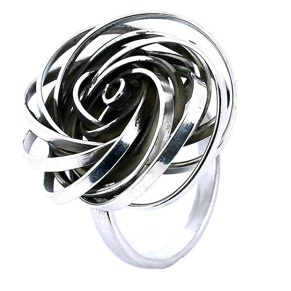 Anillo Rosa De Plata Ajustable