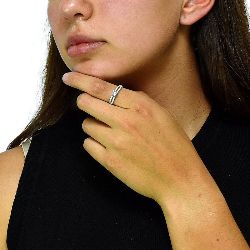 Anillo Solitario Plata Con Circonia