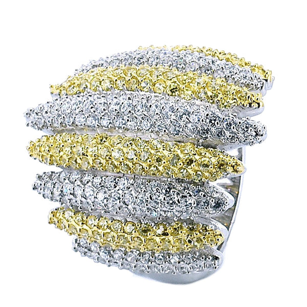 Anillo de Picos de Plata con Circonia y Chapa de Oro