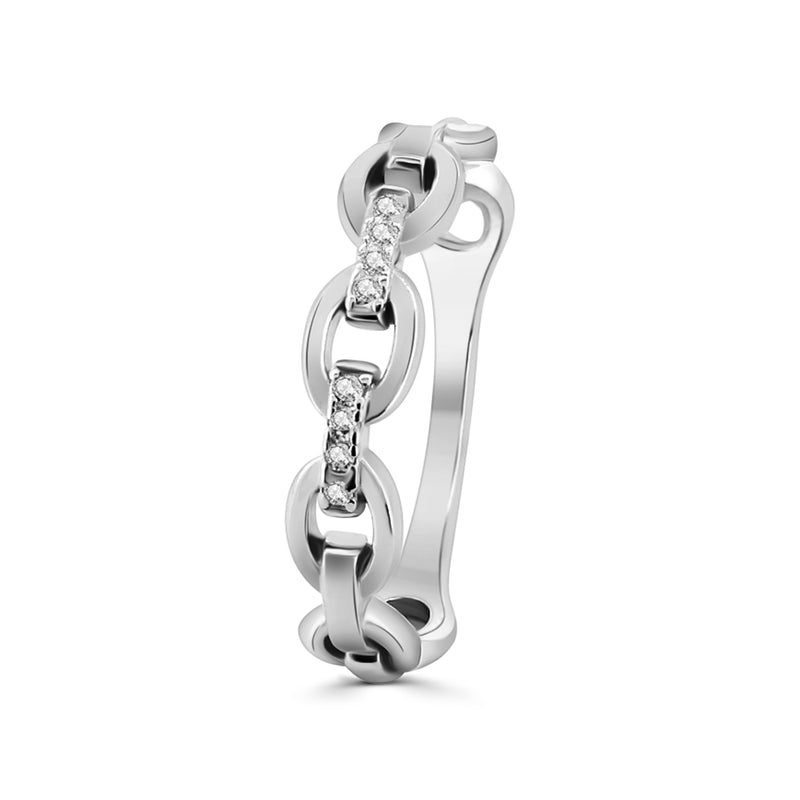 Anillo Cadena De Plata Con Circonia #6