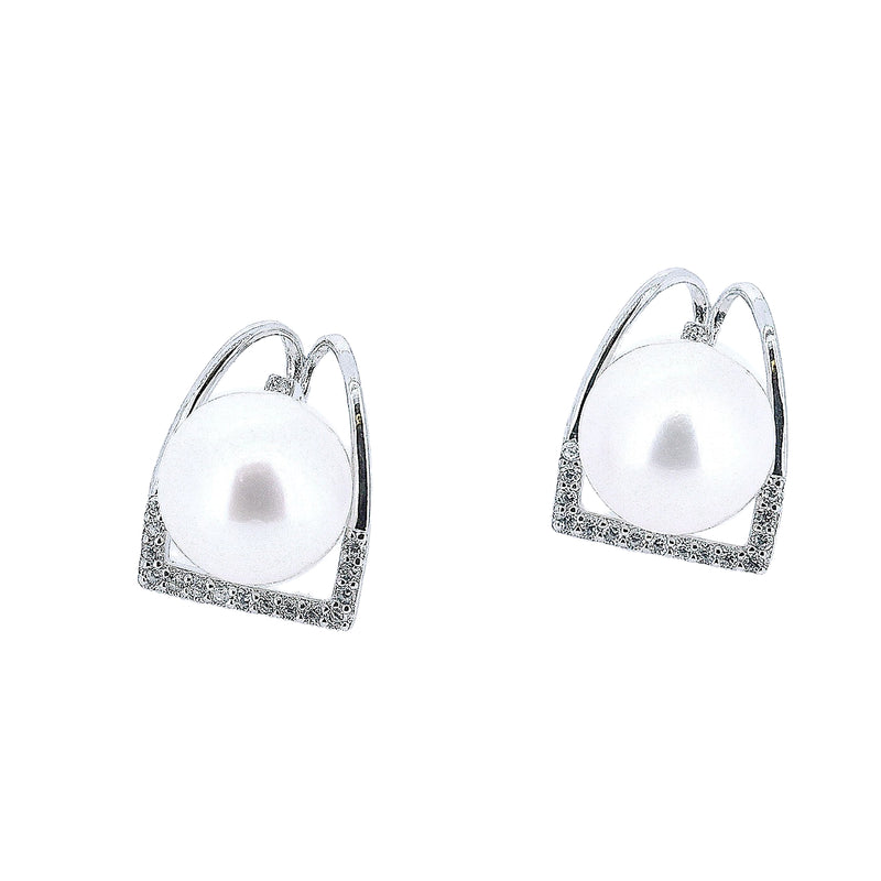 Arete De Perla Con Circonia