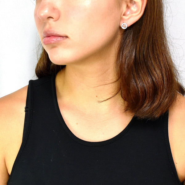 Arete De Plata Con Circonia Carita Feliz