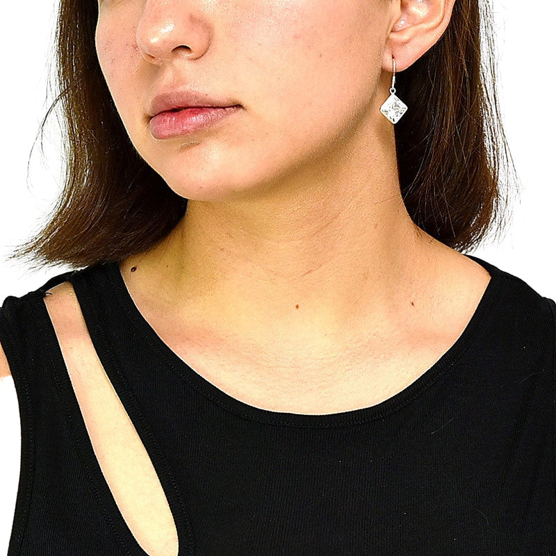 Aretes Broche Gancho Cuadro De Circonia