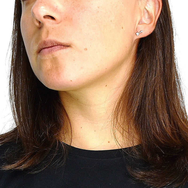 Aretes Corazón Y Flecha Plata Con Circonia