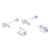 Aretes De Broche De Bolita Plata Con Circonia