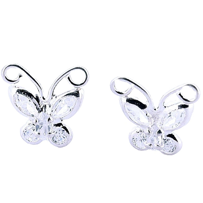 Aretes De Mariposa De Plata Con Circonia