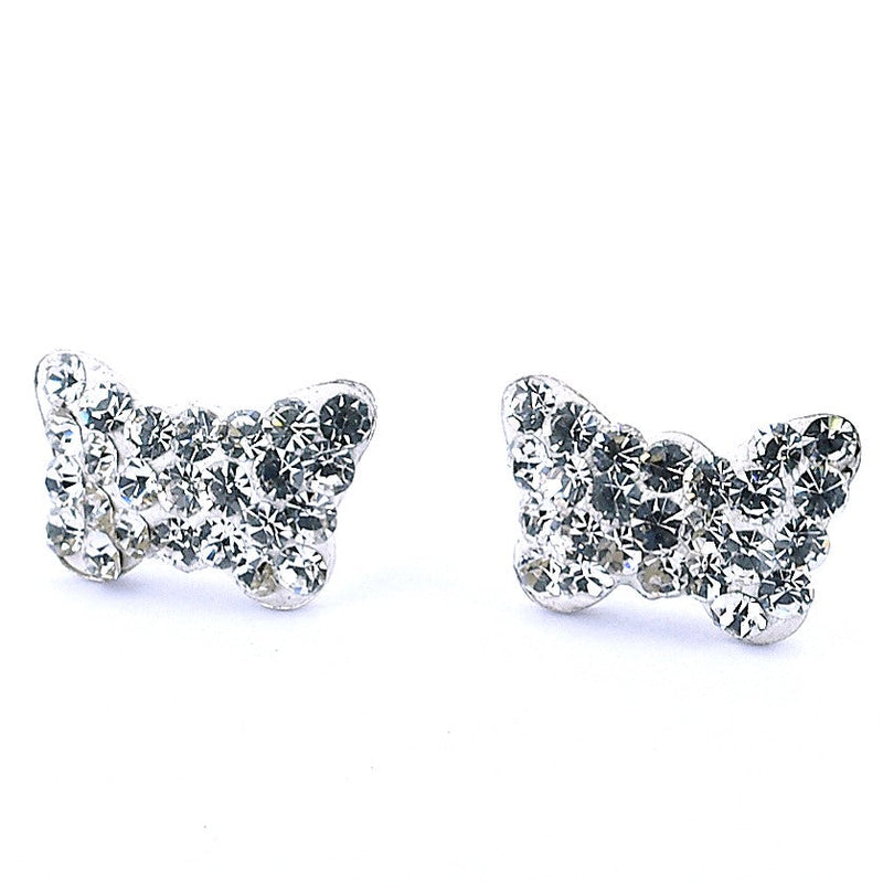 Aretes De Mariposa Plata Con Cristal