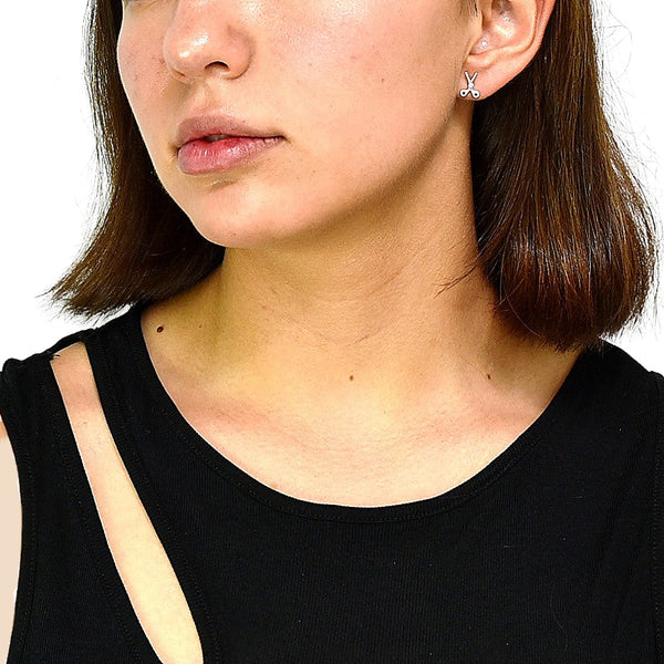 Aretes De Tijeras De Plata Con Circonia