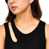 Aretes Largos Con Colguije Rombo Plata