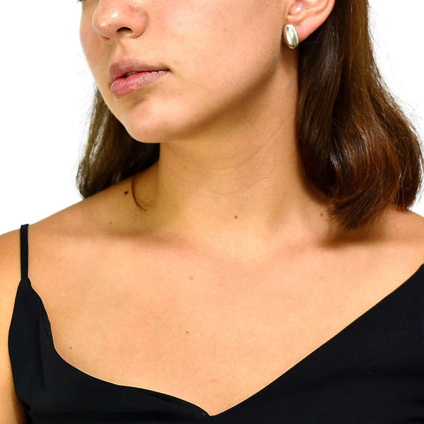 Aretes Óvalo Globo De Plata
