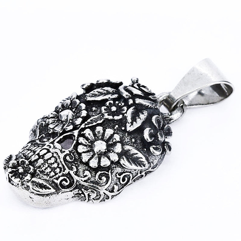 Dije Catrina Ojo Flores Oxidado De Plata