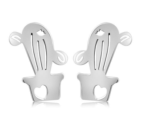 Aretes De Cactus De Plata Plata
