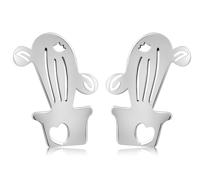 Aretes De Cactus De Plata Plata