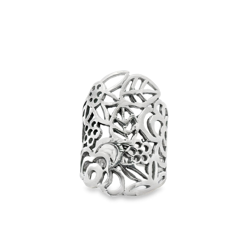 Anillo Floral De Plata #7