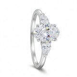 Anillo Trío de Diamantes Lab Corte Óvalo y Pera 1.37ct, Oro 14K