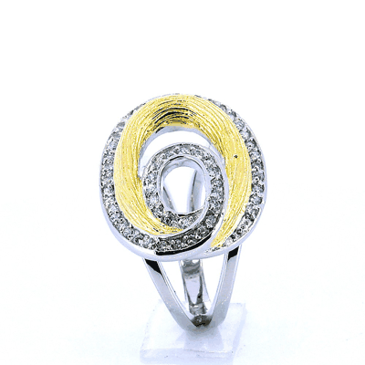 Anillo de Óvalos de Plata con Circonia y Chapa de Oro
