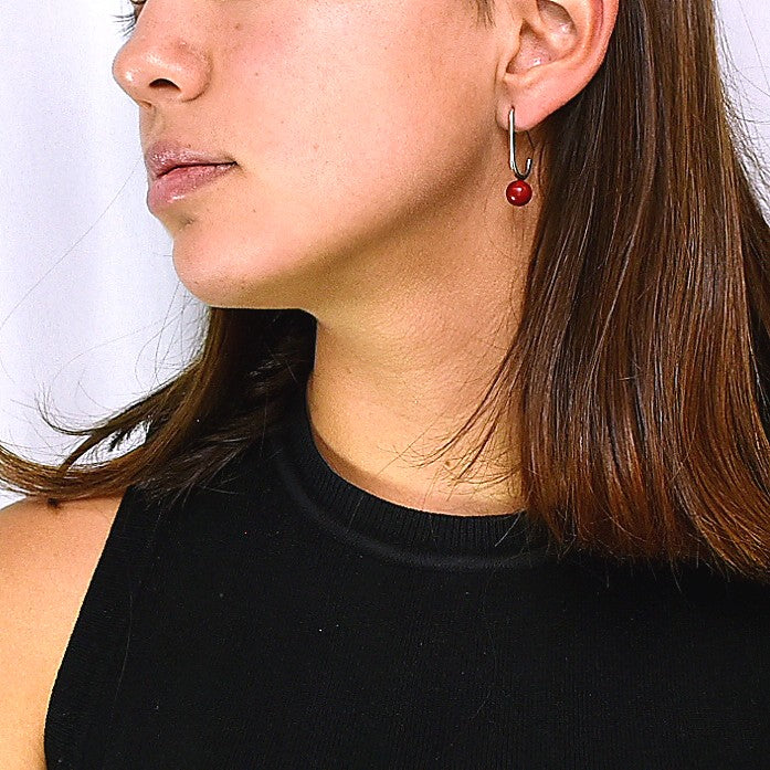Arete De Plata Con Esfera