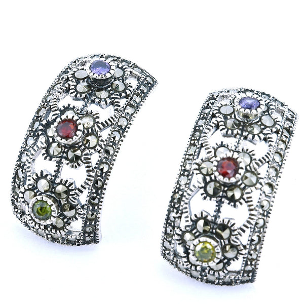 Aretes De Plata Marquesita Con Circonia