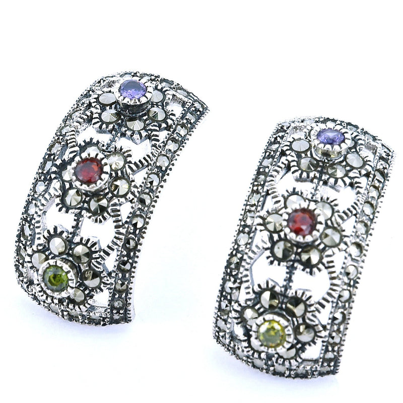 Aretes De Plata Marquesita Con Circonia